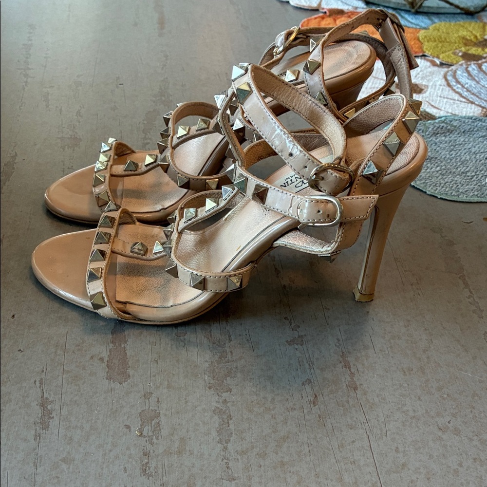 Valentino Rockstud Strappy Heels - Beige - Picture 4 of 14